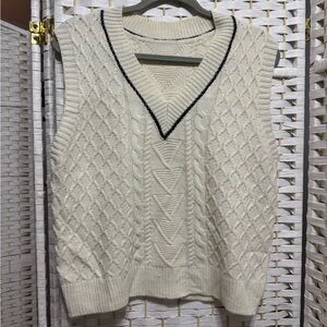 Cream Cable Knit Sweater Vest